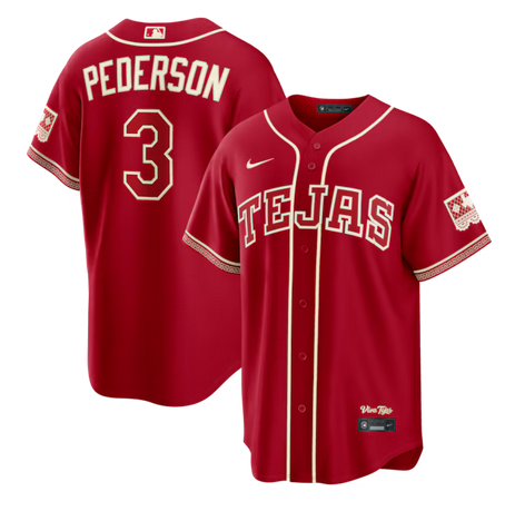 Men Texas Rangers #3 Pederson red Nike 2026 MLB City Connect Jersey